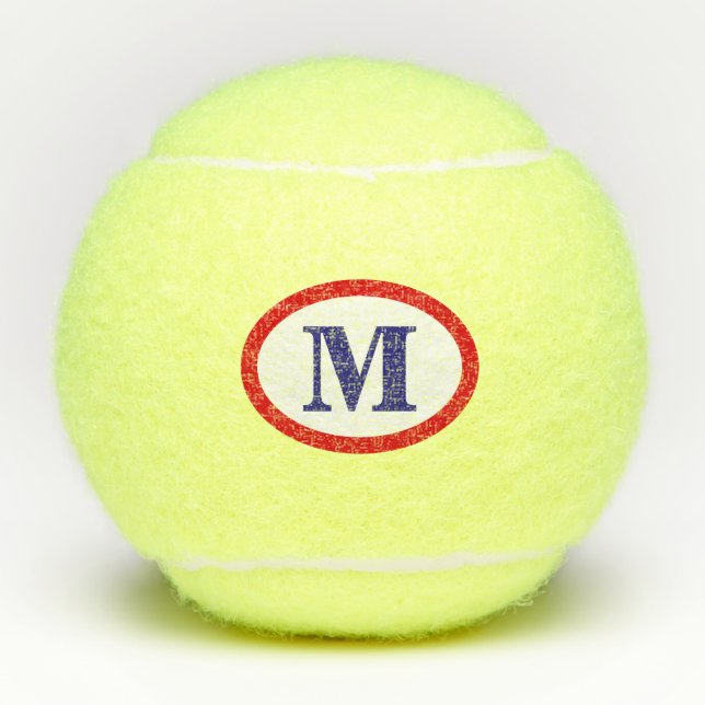 simple modern player's initial logo monogram tennis balls (Front)