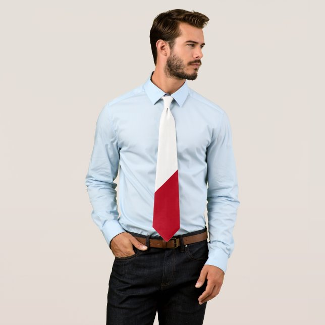 Simple Modern Poland Flag Souvenir Tie (In Situ)