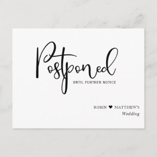 Simple, Modern, Postponement Wedding Announcement Postcard