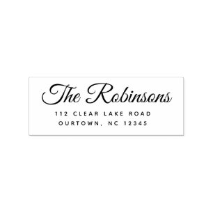 Simple Modern Pretty Elegant Script Return Address Rubber Stamp