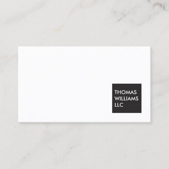Simple Modern Professional Black Square Logo Business Card (Front)