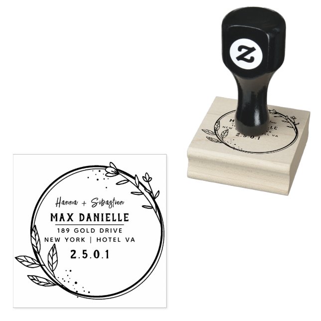 Simple Modern Professional  Bold Botanical Wreath  Rubber Stamp (Stamped)