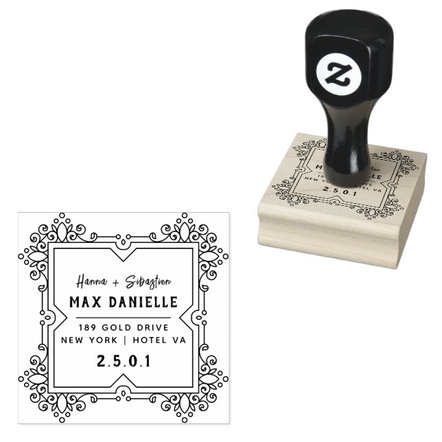 Simple Modern Professional  Bold Botanical Wreath  Rubber Stamp (Stamped)