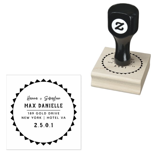 Simple Modern Professional  Bold Botanical Wreath  Rubber Stamp (Stamped)