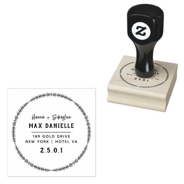 Simple Modern Professional  Bold Botanical Wreath  Rubber Stamp (Stamped)