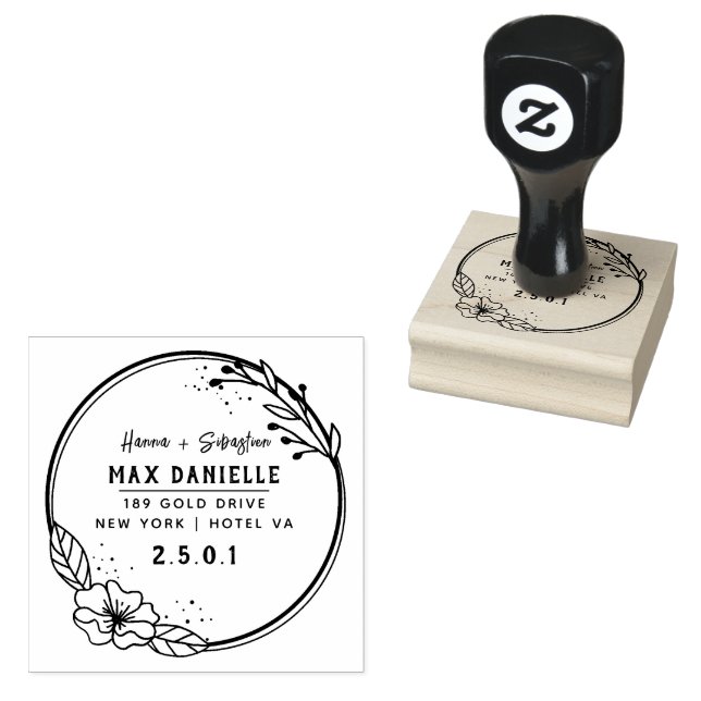 Simple Modern Professional  Bold Botanical Wreath  Rubber Stamp (Stamped)
