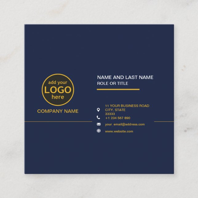 Simple Modern Professional Dark Colour add Logo Sq Square Business Card (Front)