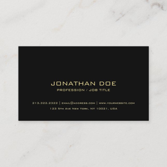 Simple Modern Professional Elegant Black Classy Business Card (Front)
