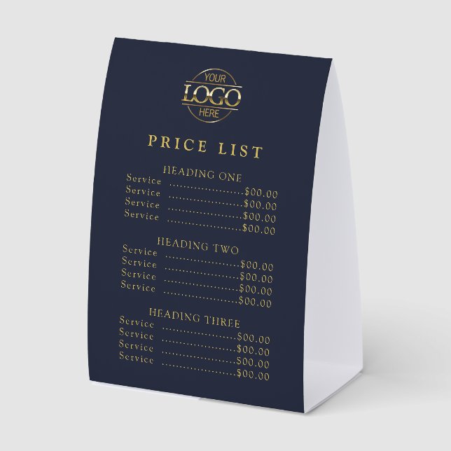 Simple Modern Professional Logo Menu Price List (Front)