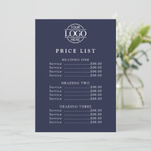 Simple Modern Professional Logo Menu Price List