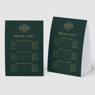 Simple Modern Professional Logo Menu Price List