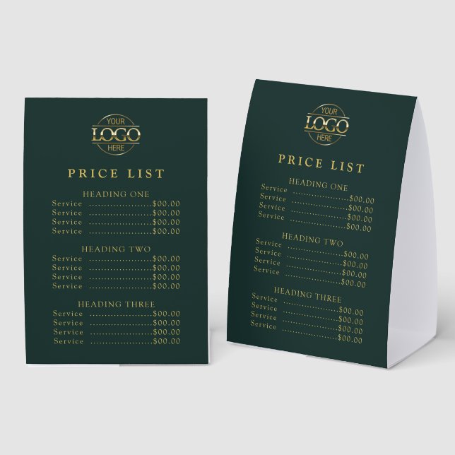 Simple Modern Professional Logo Menu Price List (Front/Back)