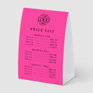 Simple Modern Professional Logo Menu Price List