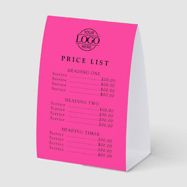 Simple Modern Professional Logo Menu Price List (Front)