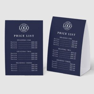 Simple Modern Professional Logo Menu Price List