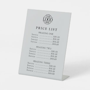 Simple Modern Professional Logo Menu Price List Pedestal Sign