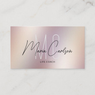 Simple Modern Professional Monogram Metallic  Squa Business Card