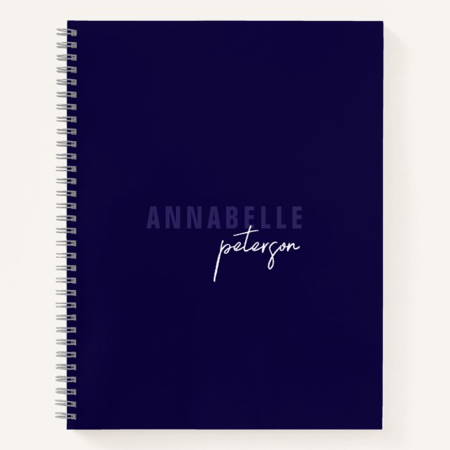 Simple Modern Professional Navy Blue Minimalist Notebook (Front)