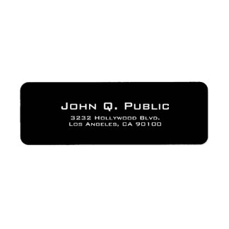 Simple Modern Professional Plain Black Return Address Label