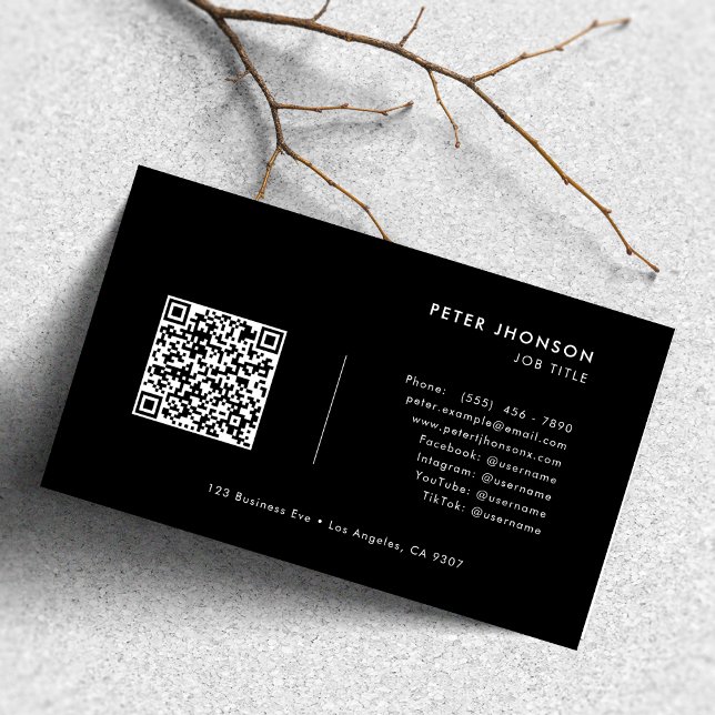 Simple Modern Professional QR Code Black & White Business Card (Creator Uploaded)