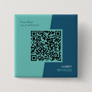 Simple Modern Professional QR Code Blue Green 15 Cm Square Badge