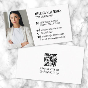 Simple Modern Professional QR Code Photo Business Card