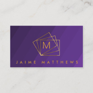 Simple Modern Professional Royal Purple and Gold Business Card