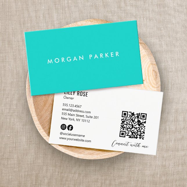 Simple Modern Professional Turquoise Blue Business Card (Creator Uploaded)