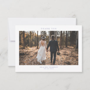 Simple Modern Purple Lavender Wedding Photo Thank You Card