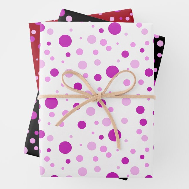Simple Modern Purple Lilac Polka Dots  Wrapping Paper Sheet (In situ)