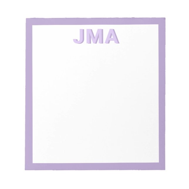 Simple Modern Purple Monogram Notepad (Front)
