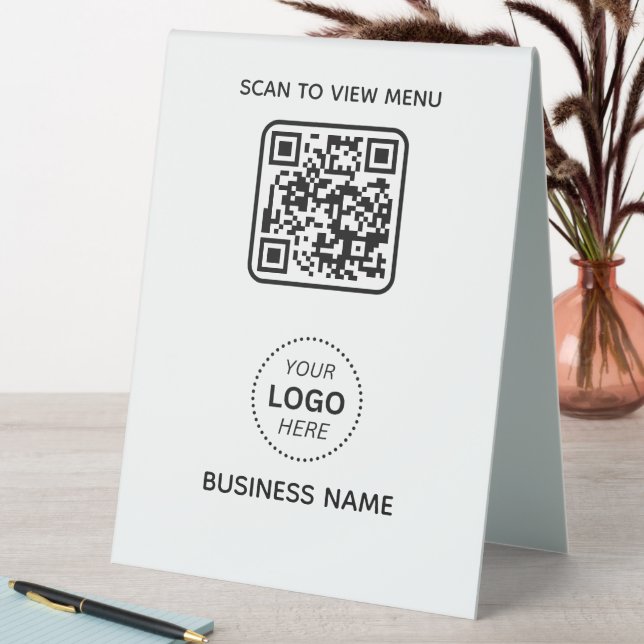  Simple Modern QR Code Menu Business Name & Logo  (In SItu (Table))