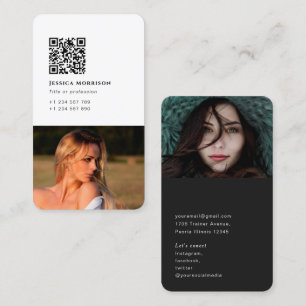 simple modern QR code photographer networking Business Card