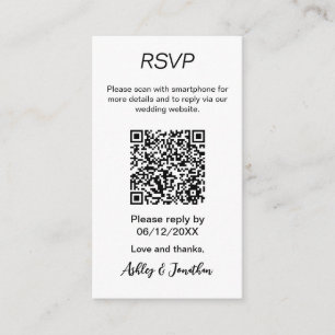 Simple Modern QR Code RSVP Enclosure Card