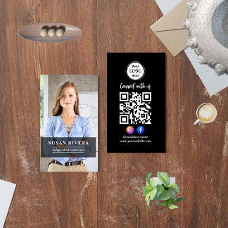Simple Modern QR Code | Social Media & Photo Business Card