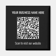 Simple Modern QR Code Square Black Magnet