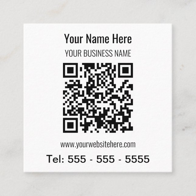 Simple Modern QR Code Square Business Card (Front)