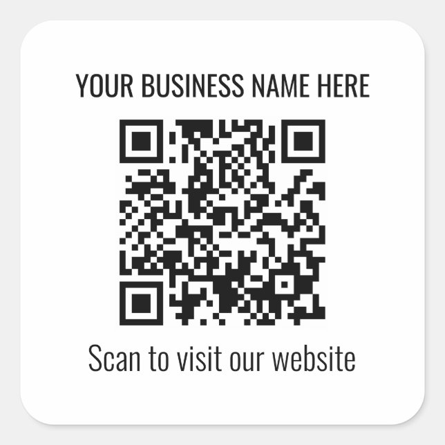 Simple Modern QR Code Square Sticker (Front)