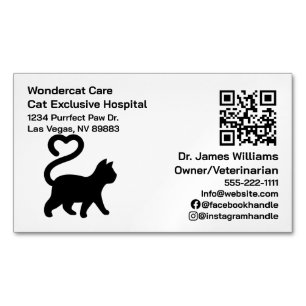 Simple , Modern , QR Code Veterinary Hospital Magnetic Business Card