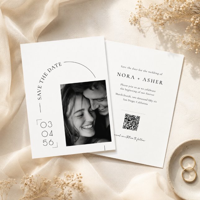 Simple Modern QR Code Wedding Budget Save the Date (Creator Uploaded)