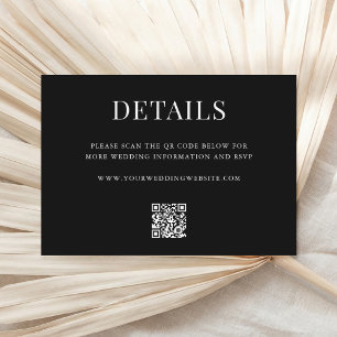 Simple Modern QR Code Wedding Details Enclosure Card