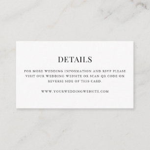 Simple Modern QR Code Wedding Details Mini  Enclosure Card