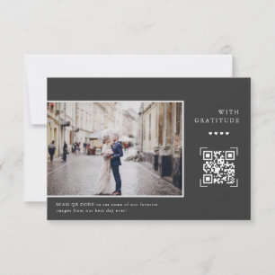 Simple Modern QR Code Wedding Photo Thank You Card
