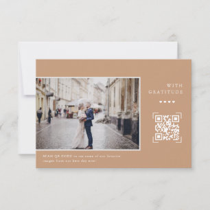 Simple Modern QR Code Wedding Photo Thank You Card
