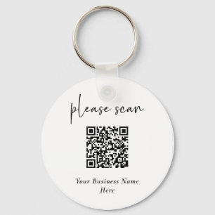 Simple Modern QR Code with Business Name Key Ring