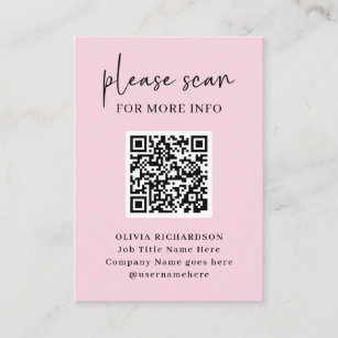 Simple Modern QR Code with Logo Back   Blush Pink Business Card