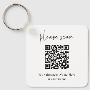 Simple Modern QR Code with Logo Back   Key Ring