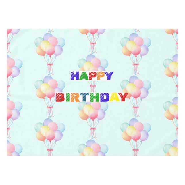 Simple Modern Rainbow Balloon birthday party Tablecloth (Front (Horizontal))