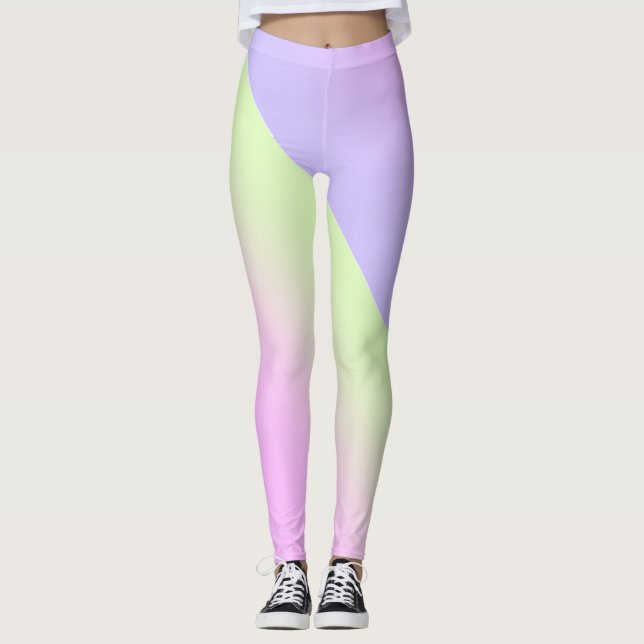 Simple Modern Rainbow colourful gradient Watercolo Leggings (Front)