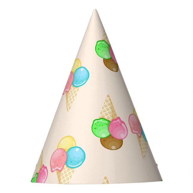 Simple Modern Rainbow ice cream birthday party Hat (Front)